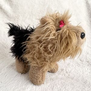 Vintage Commonwealth Yorkie Dog Plush Toy Red Bow 8” Stuffed Animal